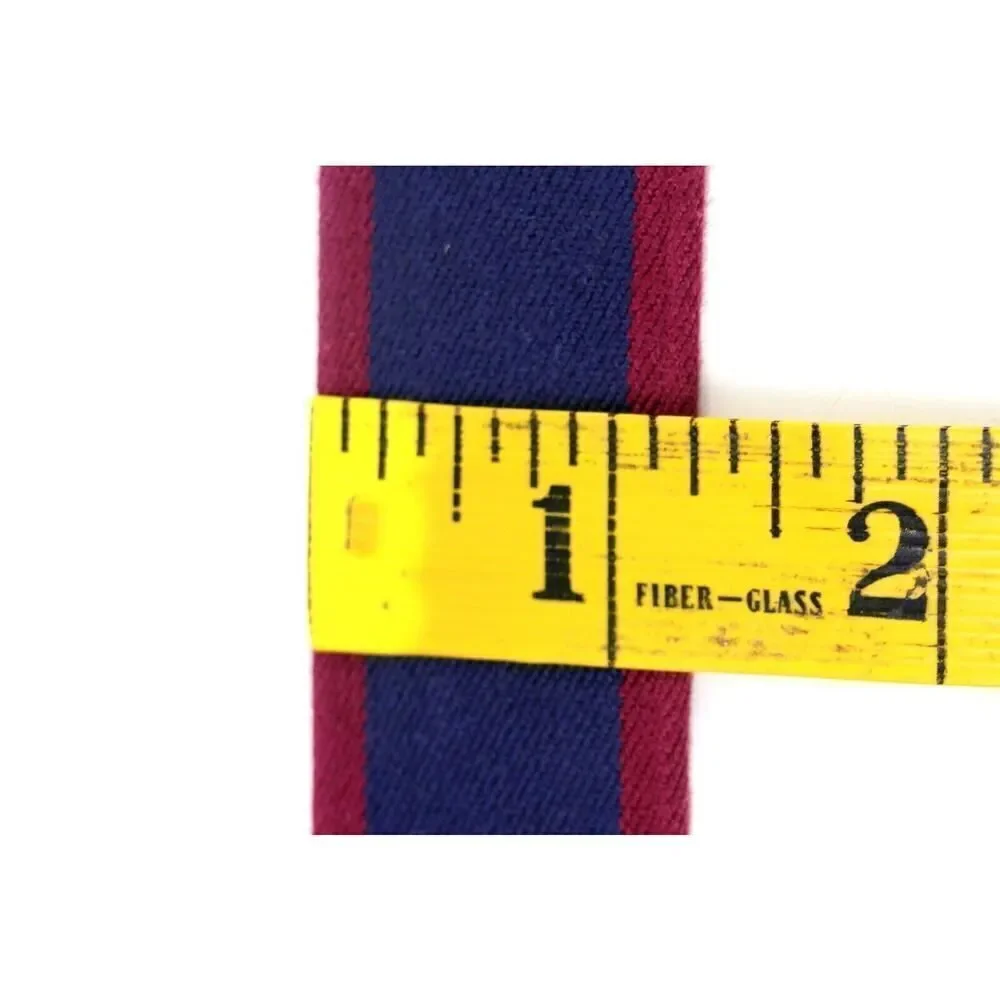 BROWN REAL LEATHER BLUE RED CANVAS 1 1/4